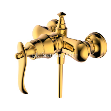 Válvula misturadora de latão exposta para chuveiro polida dourada